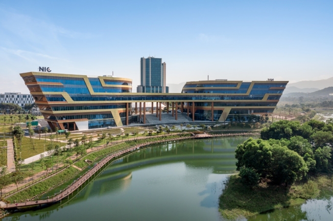 Hai Long Glass được sử dụng cho toàn bộ hệ mặt dựng của Trung tâm   Đổi mới Sáng tạo Quốc gia (NIC). Ảnh: Hai Long Glass