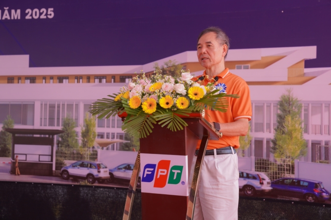 TS. Lê Trường Tùng, Tổng Giám đốc Tổ chức Giáo dục FPT, Tập đoàn FPT phát biểu tại lễ khởi công. Ảnh: Tập đoàn FPT
