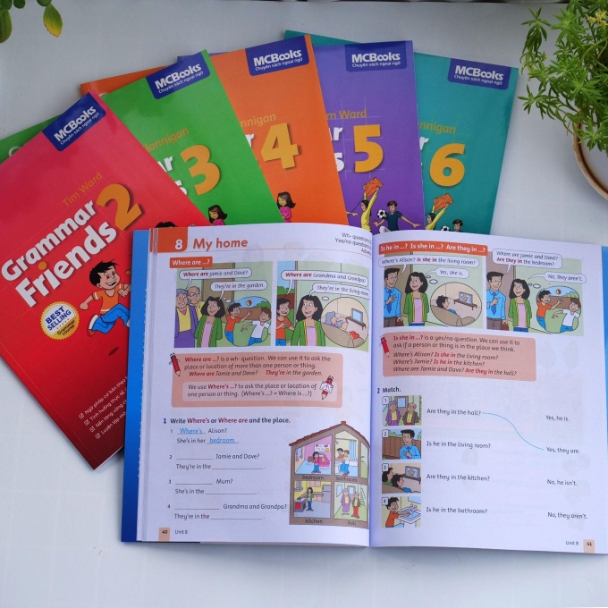 Cách trình bày kiến thức trong Grammar Friends. Ảnh: MCBooks