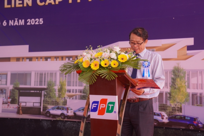Ông Nguyễn Văn Khởi - Phó chủ tịch UBND tỉnh Sóc Trăng, phát biểu tại lễ Khởi công FPT School Sóc Trăng. Ảnh: Tập đoàn FPT