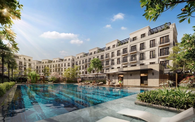 Phối cảnh hồ bơi được tích hợp trong phân khu. Ảnh: The Manor Central Park