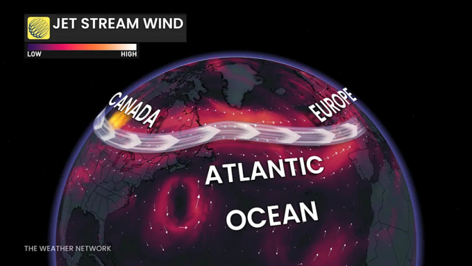 Hướng đi của khói cháy rừng từ Canada. Đồ họa: Weather Network