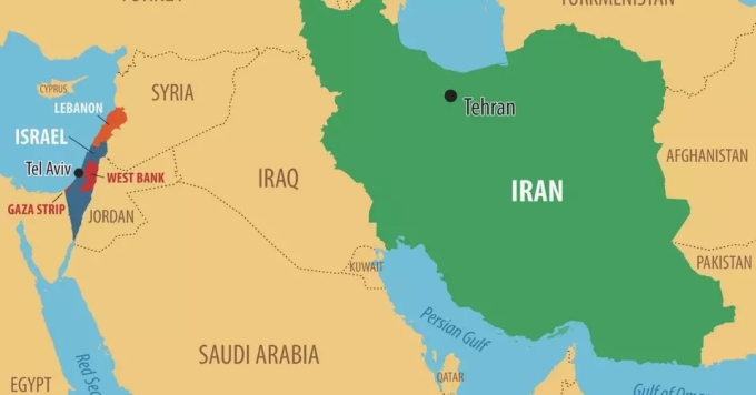 Vị trí Iran và Israel. Đồ họa: Crosswalk