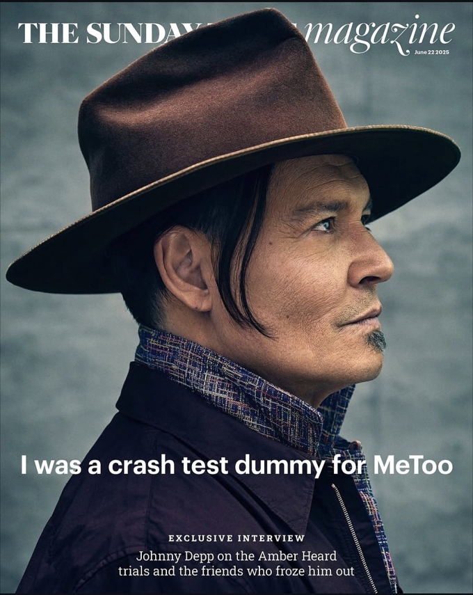 Johnny Depp trên bìa tạp chí số tháng 6. Ảnh: The Sunday Times