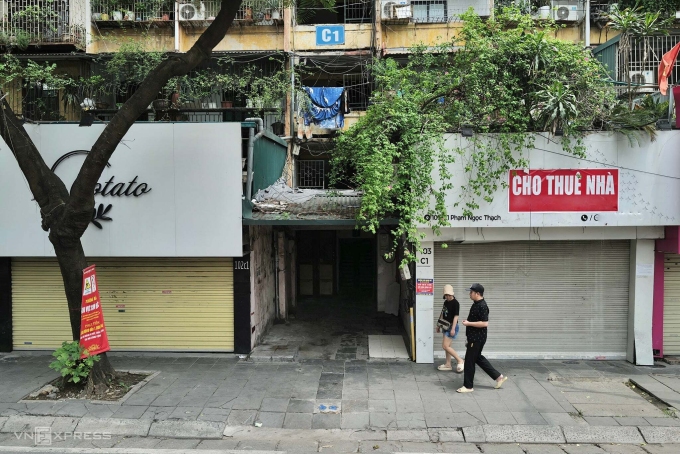 Mặt bằng treo biển cho thuê tại phố Phạm Ngọc Thạch, quận Đống Đa. Ảnh: Thanh Hải
