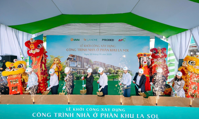 Lễ khởi công xây dựng công trình nhà ở phân khu đầu tiên LA Sol của LA Home diễn ra vào ngày 20/5. Ảnh: Prodezi