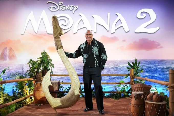 The Rock tại sự kiện quảng bá phim Moana 2 ở Anh năm 2024. Ảnh: Lapresse