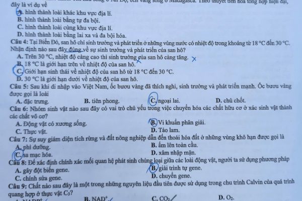Đề thi tốt nghiệp THPT môn Sinh học: Cập nhật mới nhất