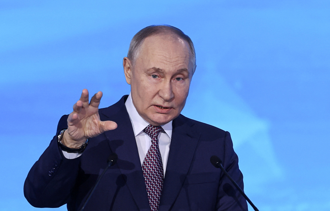 Tổng thống Nga Vladimir Putin trong sự kiện ở Moska hồi tháng 2. Ảnh: Reuters