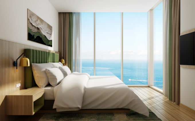 Phối cảnh căn hộ khách sạn chuẩn thương hiệu vận hành Fusion Hotel Group. Ảnh: Maia Resort Ho Tram