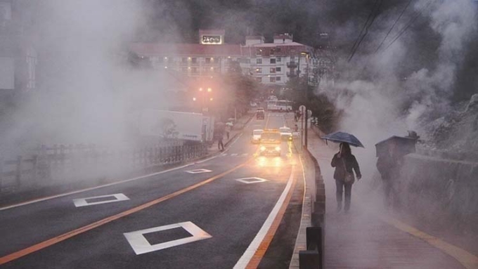 Chạng vạng ở Unzen Onsen. Ảnh: Japan Guide