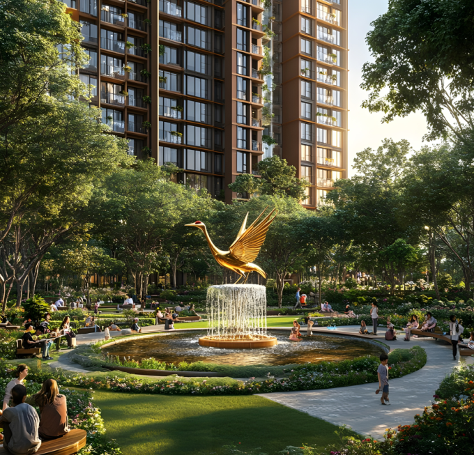 Quần thể Feliz Jardin - vườn Hạnh phúc nằm tại trung tâm tổ hợp Sun Feliza Suites. Ảnh minh họa Sun Property