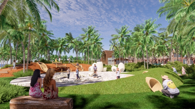 Mỗi góc tiện ích đều được phủ xanh và mở ra không gian trải nghiệm cho cư dân. Ảnh: Sun Property