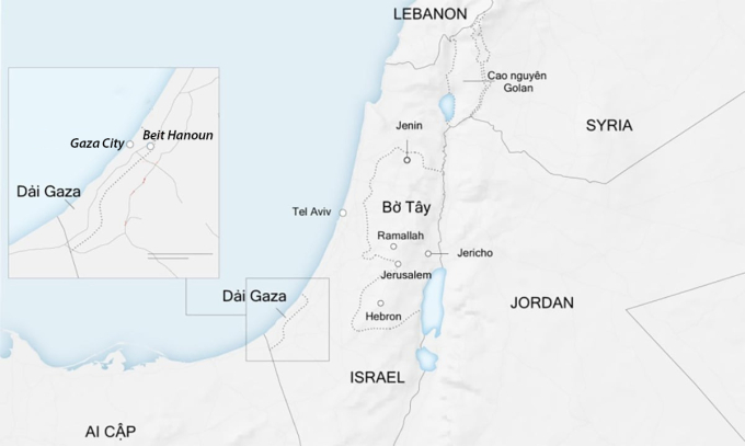 Vị trí thành phố Beit Hanoun, Dải Gaza. Đồ họa: CNN