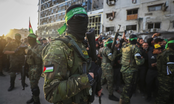 Các thành viên Hamas tại Gaza City, Dải Gaza ngày 19/1. Ảnh: AP