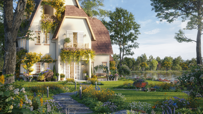 Biệt thự tại cụm đảo Diên Vỹ. Ảnh: Ecopark