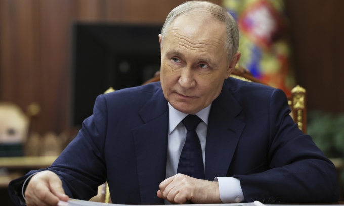 Tổng thống Nga Vladimir Putin tại Điện Kremlin hôm 26/3. Ảnh: AP