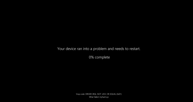 Phiên bản đen của BSoD. Ảnh: Microsoft