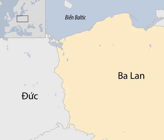 Biên giới dài 467 km giữa Đức và Ba Lan. Đồ họa: BBC