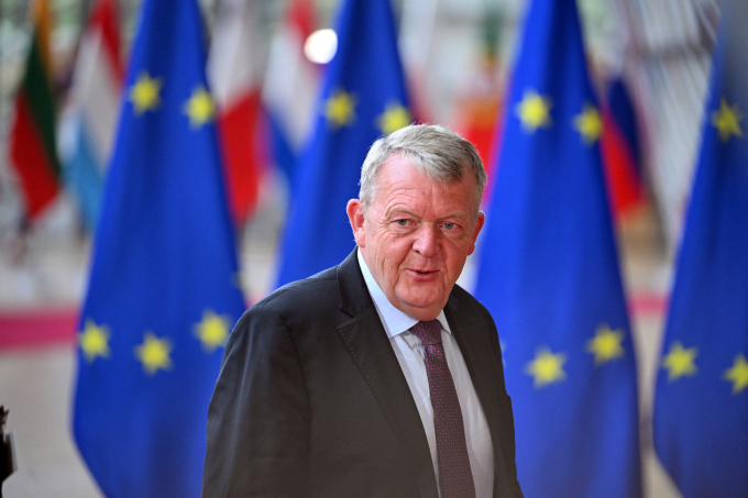 Ngoại trưởng Đan Mạch Lars Lokke Rasmussen tại Brussels ngày 20/5. Ảnh: AFP