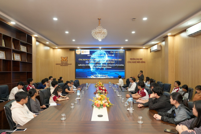 Nhà trường thường tổ chức các Hội thảo, Báo cáo chuyên đề liên quan đến Trí tuệ nhân tạo, Công nghệ cho sinh viên. Ảnh: MIT Uni