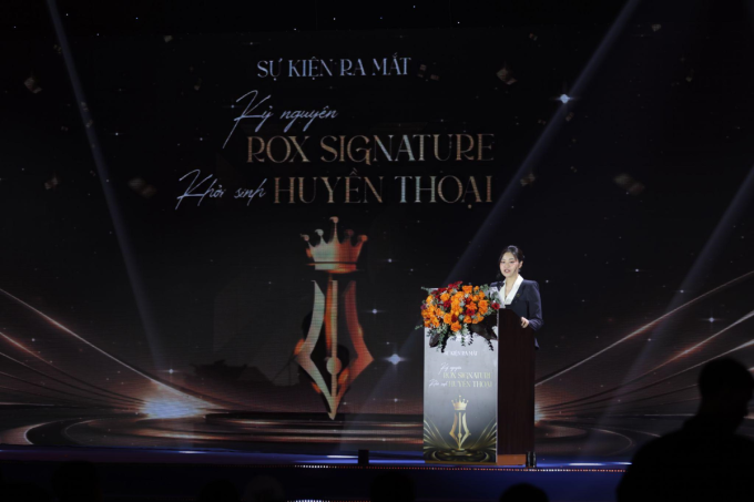 Bà Lê Thu Trang, Tổng giám đốc ROX Signature phát biểu tại lễ ra mắt thương hiệu và giới thiệu dự án. Ảnh: ROX Signature