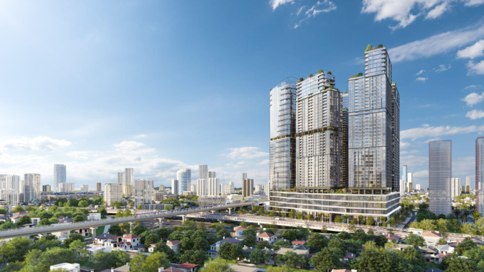 Sun Feliza Suites nằm sát ga Metro Cầu Giấy. Ảnh: Sun Group