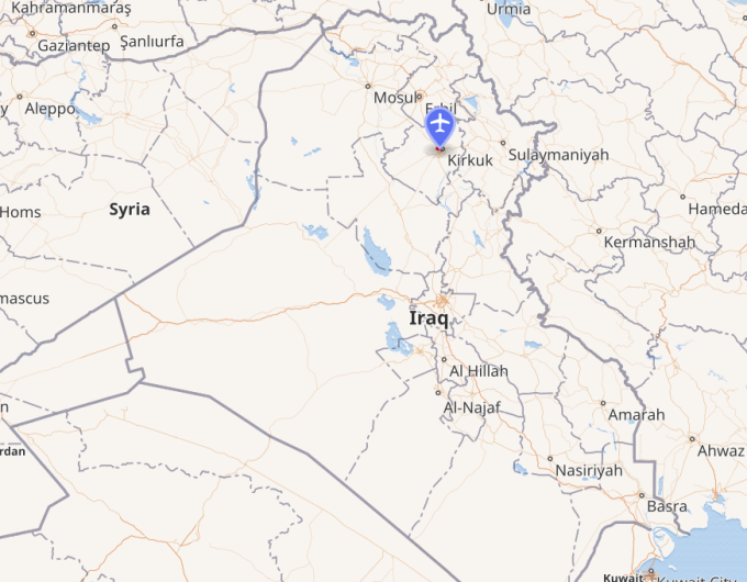 Vị trí sân bay Kirkuk. Đồ họa: Wikimedia