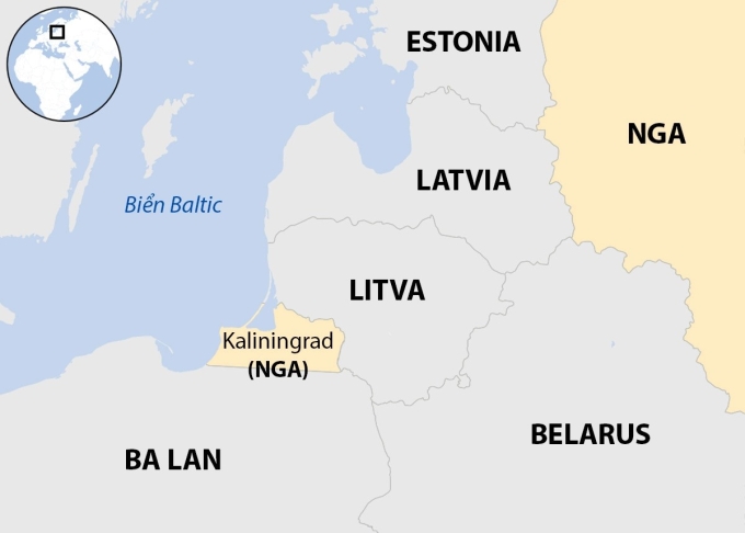 Vị trí Kaliningrad. Đồ họa: BBC