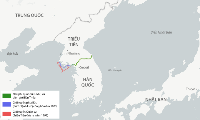Các ranh giới giữa hai miền bán đảo Triều Tiên. Đồ họa: CSIS