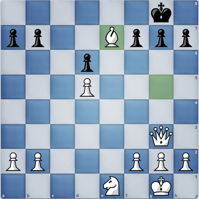 Thế cờ sau nước 23.Bxe7.