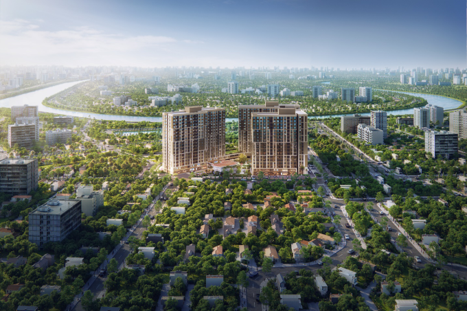 Phối cảnh dự án An Zen Residences nhìn từ trên cao. Ảnh: Nam Long