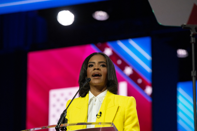 Podcaster Mỹ Candace Owens phát biểu tại một sự kiện năm 2023. Ảnh: AFP