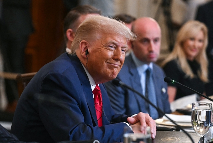 Tổng thống Trump trong bữa trưa với các lãnh đạo châu Phi tại Nhà Trắng ngày 9/7. Ảnh: AFP