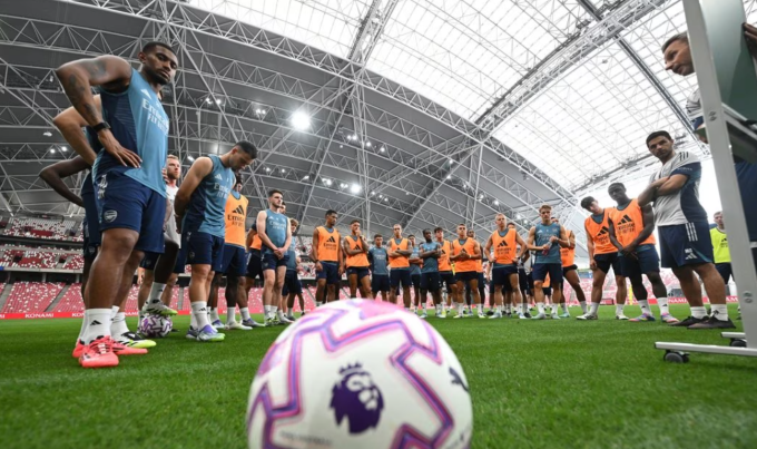 Buổi tập của Arsenal tại sân vận động Quốc gia Singapore ngày 22/7. Ảnh: Arsenal FC