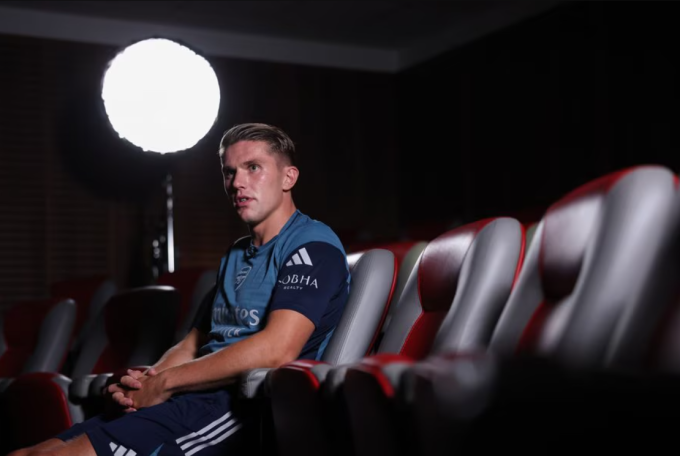 Viktor Gyokeres trả lời phỏng vấn với Arsenal. Ảnh: Arsenal FC