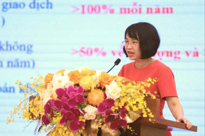 Phó giáo sư - tiến sĩ Phạm Thị Hoàng Anh, Phó Giám đốc Học viện Ngân hàng, chia sẻ tại diễn đàn ngày 16/7. Ảnh: BTC.