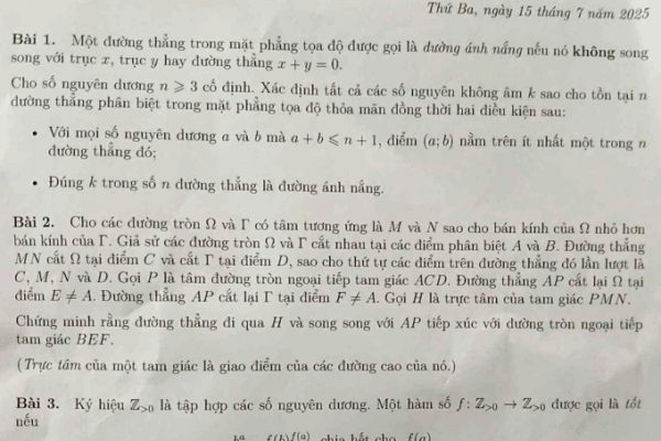 Olympic Toán quốc tế 2025: Thông tin đề thi mới nhất