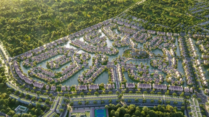 Đảo Châu Âu rộng 33ha, là phân khu đắt giá nhất Eco Central Park. Ảnh: Ecopark