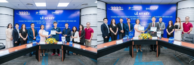 Long Châu hợp tác chiến lược với đại diện Livespo (trái) và Brauer - thương hiệu chăm sóc sức khỏe của Australia (phải). Ảnh: Long Châu