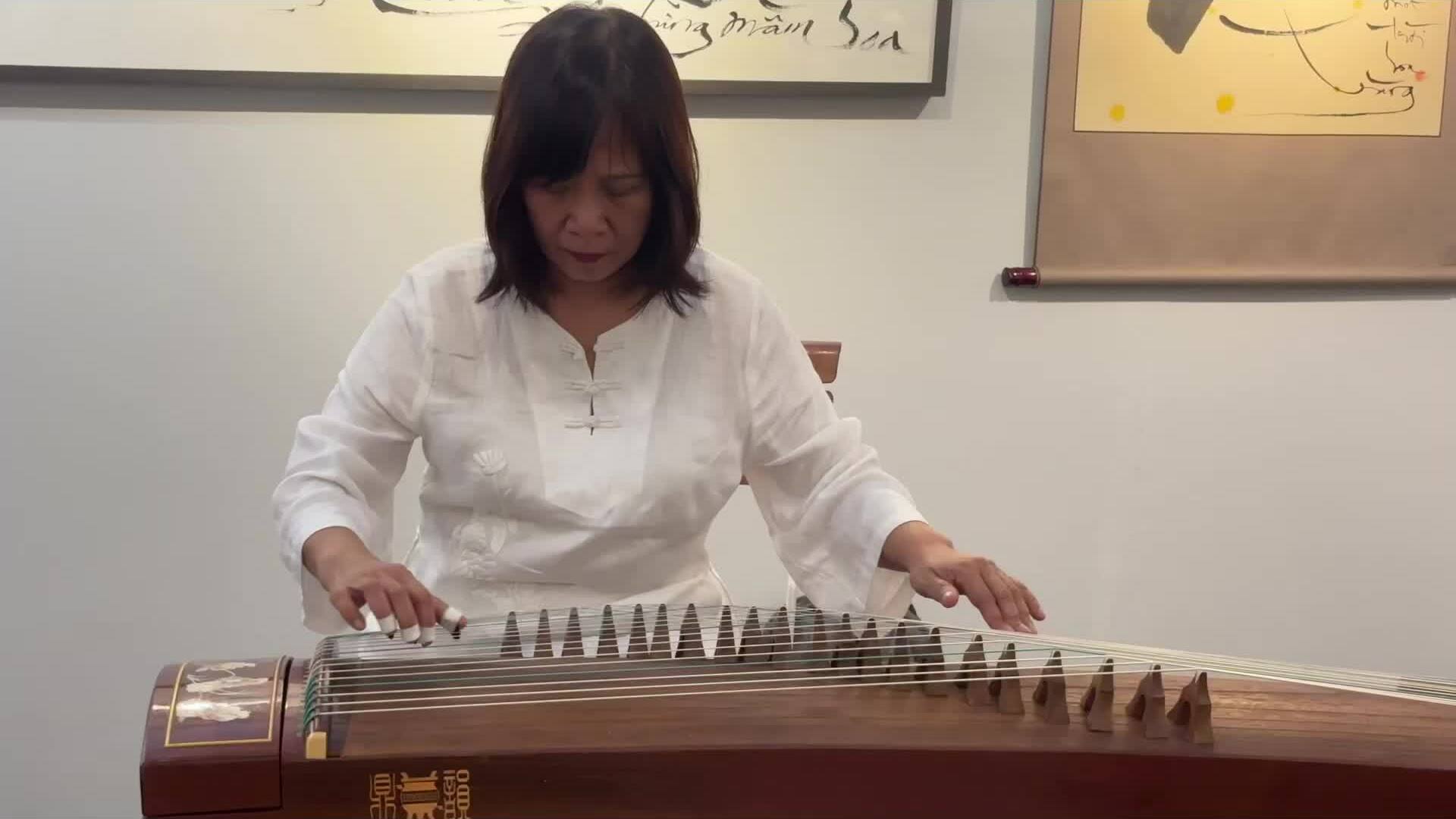 Nghệ sĩ Đinh Hoàng Anh chơi đàn tranh Trung Quốc Guzheng