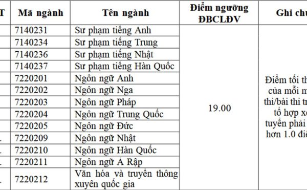 Điểm sàn Đại học Ngoại ngữ: Dao động 15-19