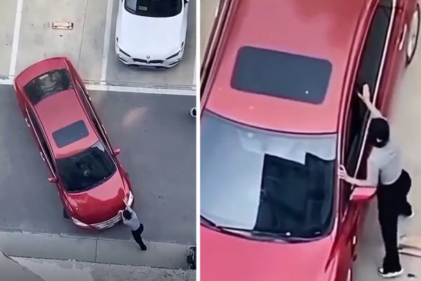 Cô gái khỏe đẹp kéo ôtô đỗ xe gây sốt