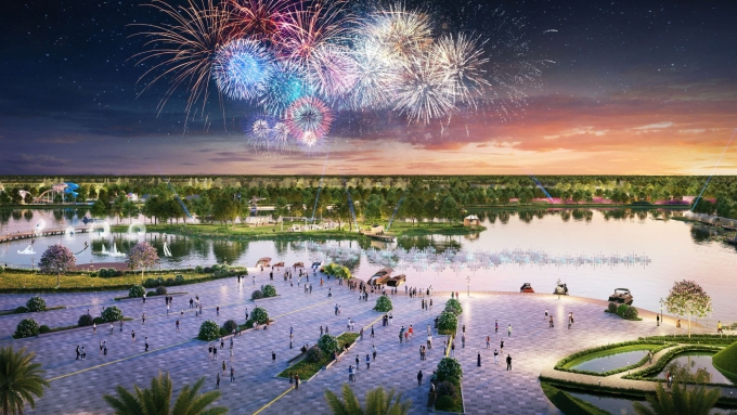 Phối cảnh quảng trường tại dự án. Sun Urban City còn tích hợp hệ sinh thái tiện ích đa dạng với 5 đại công viên và chuỗi vườn nội khu đa lớp. Ảnh: Sun Property