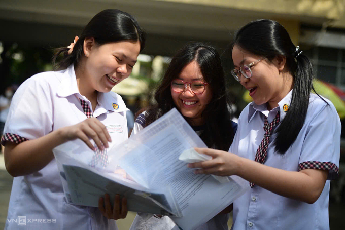 Thí sinh thi tốt nghiệp THPT 2025 tại điểm thi trường THPT Võ Thị Sáu, TP HCM. Ảnh: Quỳnh Trần