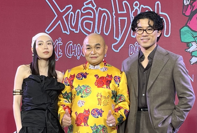Nghệ sĩ Xuân Hinh bên con gái, con rể ở sự kiện. Ảnh: Phương Linh