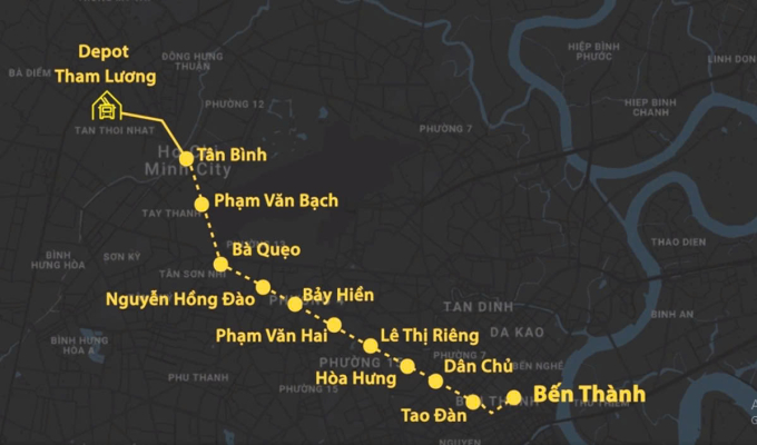 Sơ đồ tuyến Metro Số 2. Đồ họa: Thanh Huyền