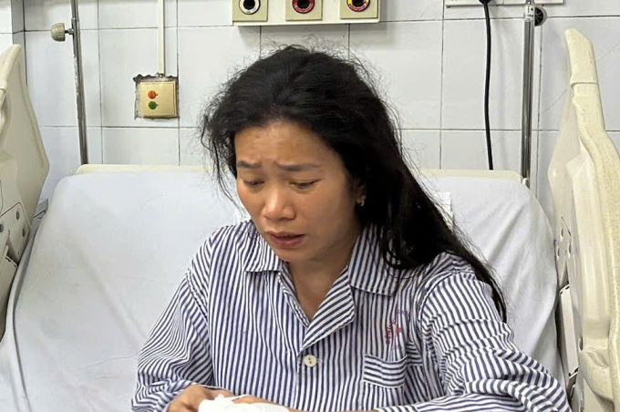 Chị Linh chưa hết bàng hoàng sau tai nạn. Ảnh: Lê Tân