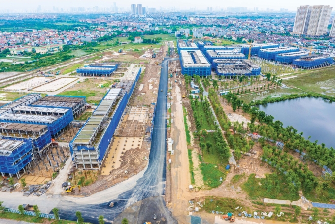 Mặt phố chính của phân khu Victory nằm trên trục xuyên tâm của dự án, cũng chính là đường nối đường Hoàng Quốc Việt kéo dài (mặt cắt rộng 40 m). Ảnh: Sunshine Group