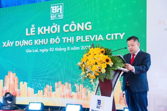 Chủ tịch Nguyễn Long Thành Tập đoàn Bắc Hải phát biểu tại lễ khởi công